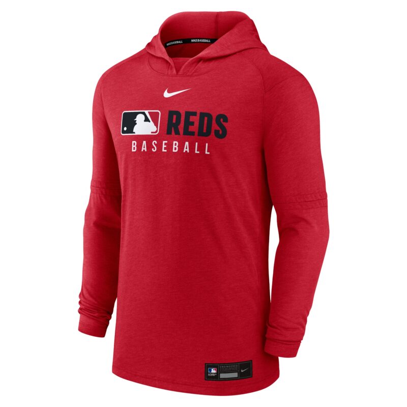 Cincinnati Reds Collection Tri-Blend Performance Pullover Hoodie - Heather Red - Image 2
