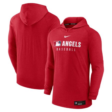 Los Angeles Angels Collection Tri-Blend Performance Pullover Hoodie - Heather Red