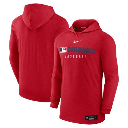 St. Louis Cardinals Collection Tri-Blend Performance Pullover Hoodie - Heather Red
