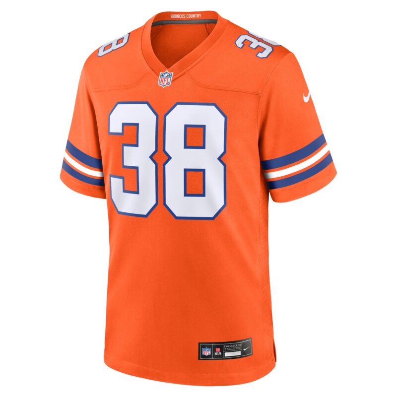 Jaleel McLaughlin Denver Broncos Mile High Collection 1977 Throwback Player Game Jersey - Orange - Image 2