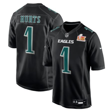 Jalen Hurts Philadelphia Eagles Super Bowl LIX Fashion Game Player Jersey - Carbon Black