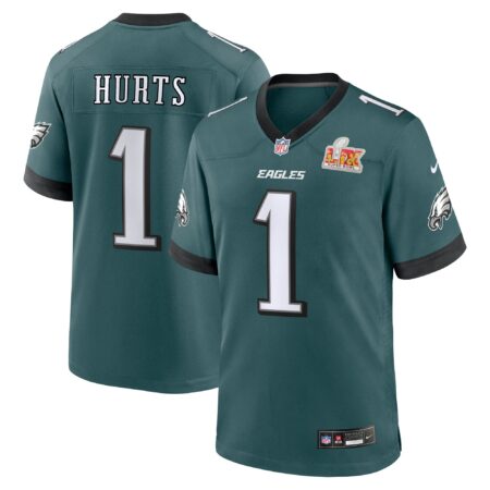 Jalen Hurts Philadelphia Eagles Super Bowl LIX Game Player Jersey - Midnight Green