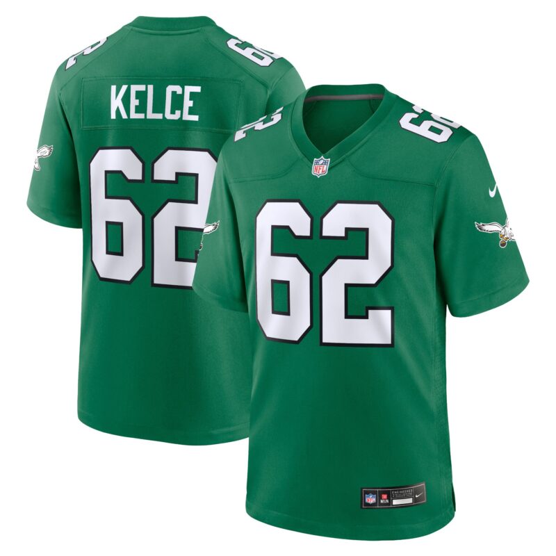 Jason Kelce Philadelphia Eagles Alternate Game Player Jersey - Kelly Green