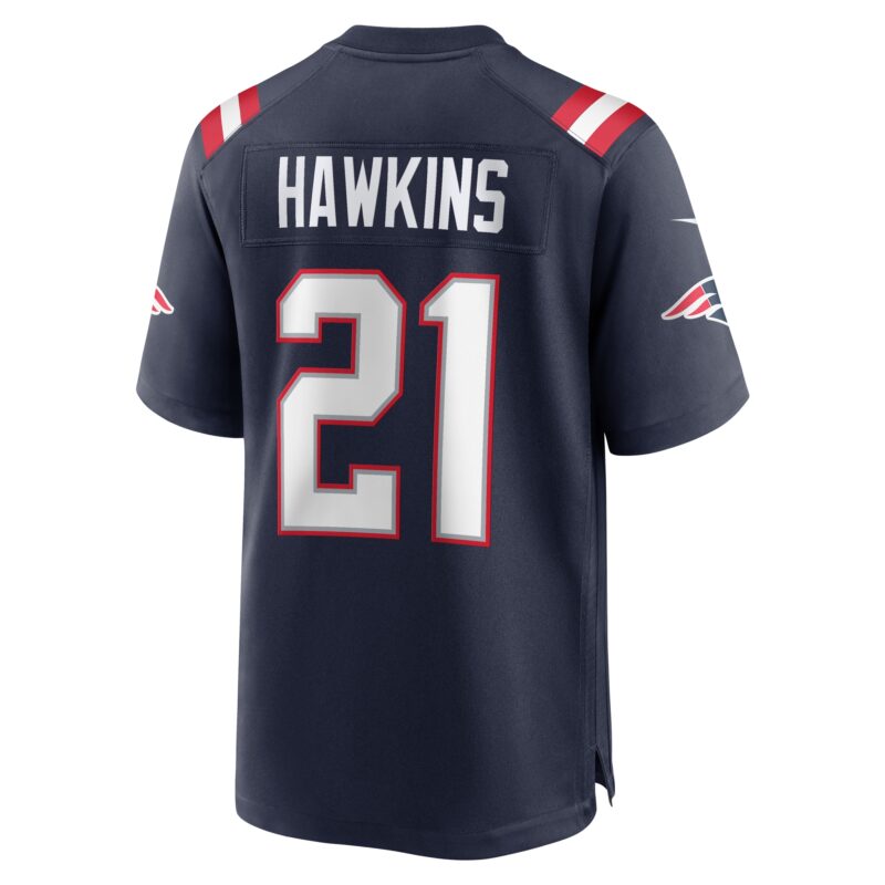 Jaylinn Hawkins New England Patriots Game Jersey - Navy - Image 3