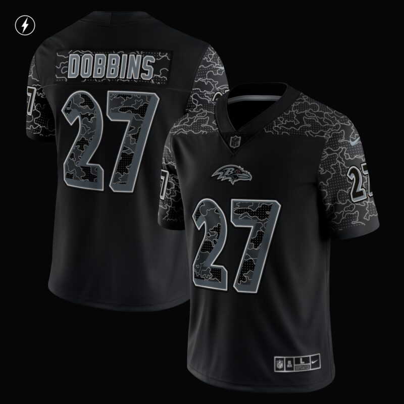 J.K. Dobbins Baltimore Ravens RFLCTV Limited Jersey - Black - Image 2