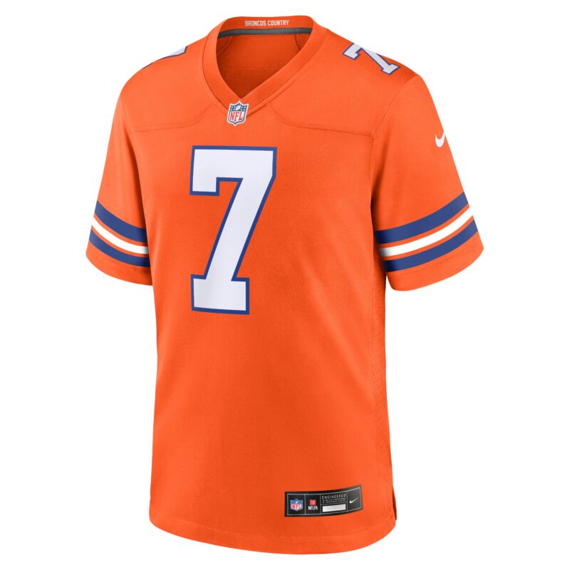 John Elway Denver Broncos Mile High Collection 1977 Throwback Retired Player Game Jersey - Orange - Image 2