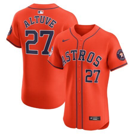 Jose Altuve Houston Astros Alternate Elite Sponsor Patch Player Jersey - Orange