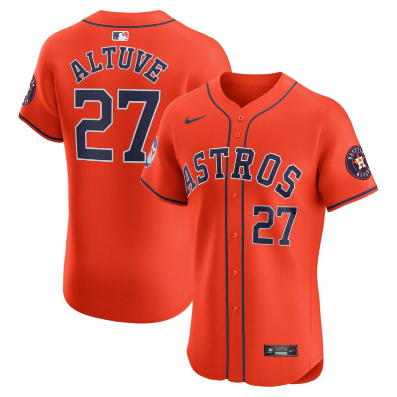 Jose Altuve Houston Astros Alternate Elite Sponsor Patch Player Jersey - Orange