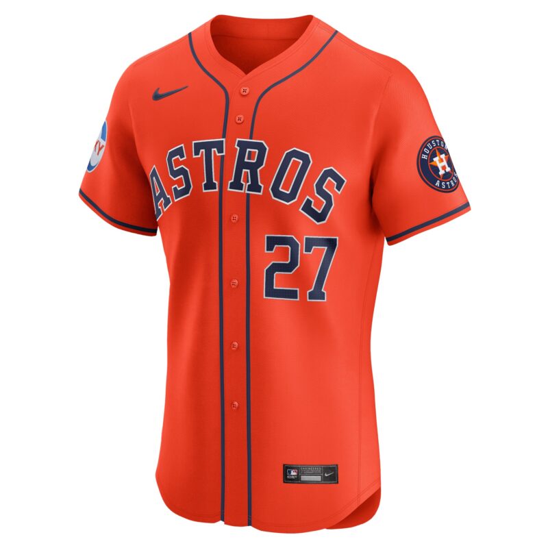 Jose Altuve Houston Astros Alternate Elite Sponsor Patch Player Jersey - Orange - Image 2