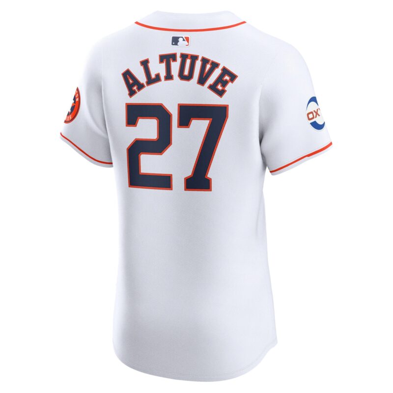 Jose Altuve Houston Astros Home Elite Sponsor Patch Player Jersey - White - Image 3