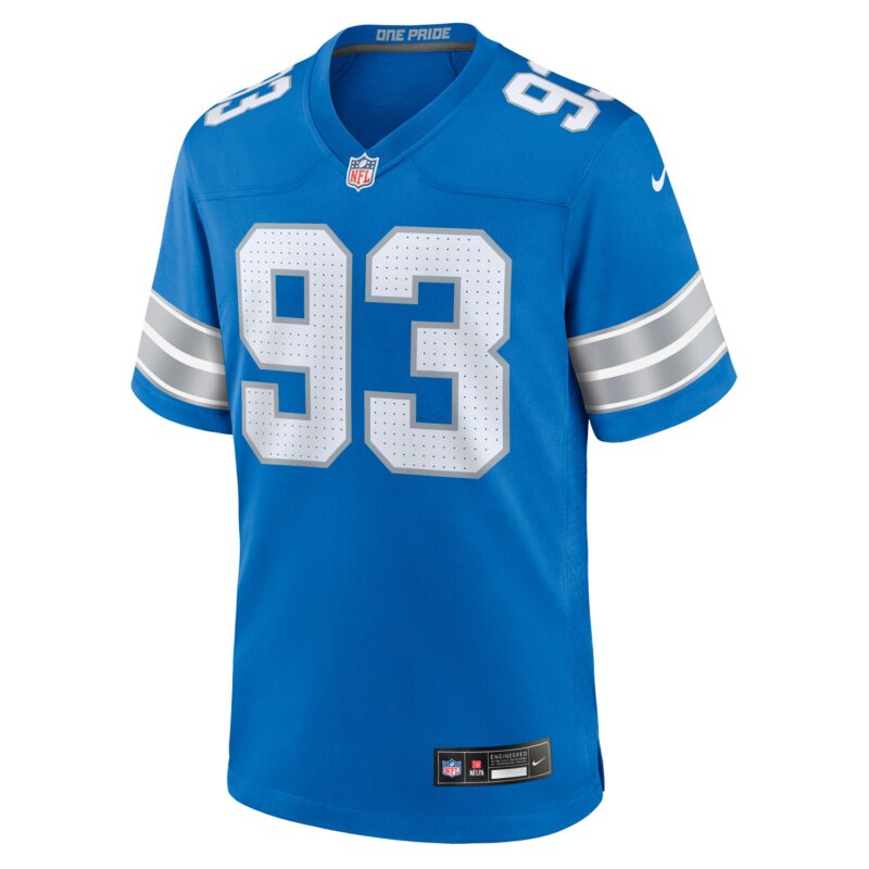 Josh Paschal Detroit Lions Team Game Jersey - Blue - Image 2