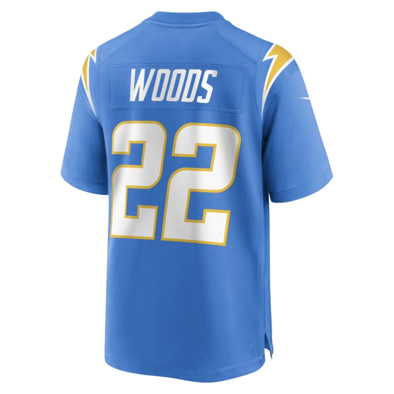 JT Woods Los Angeles Chargers Game Player Jersey - Powder Blue - Image 3