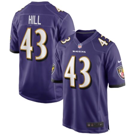 Justice Hill Baltimore Ravens Game Jersey - Purple