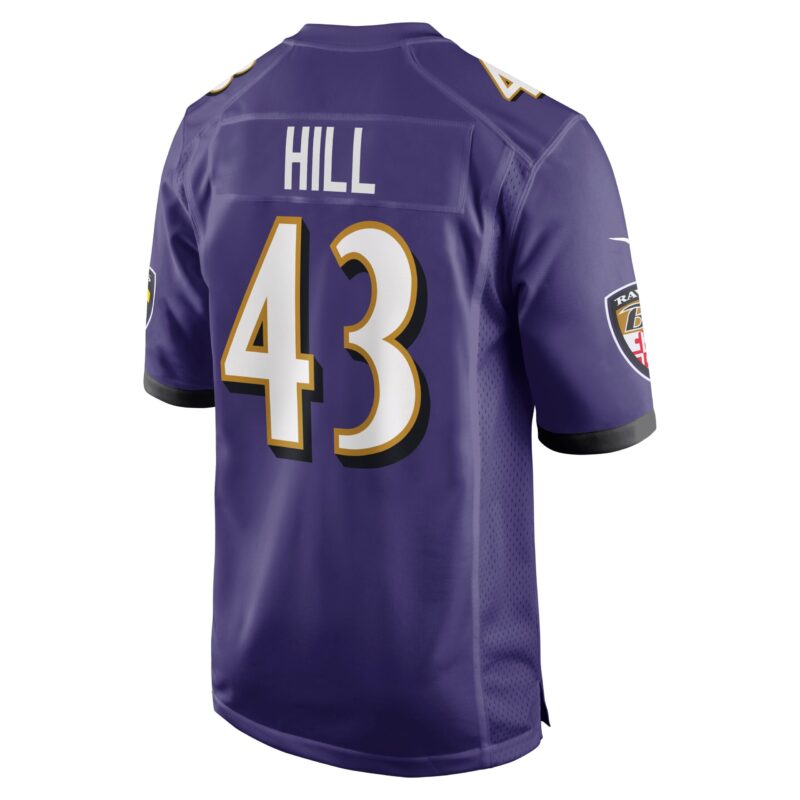 Justice Hill Baltimore Ravens Game Jersey - Purple - Image 3