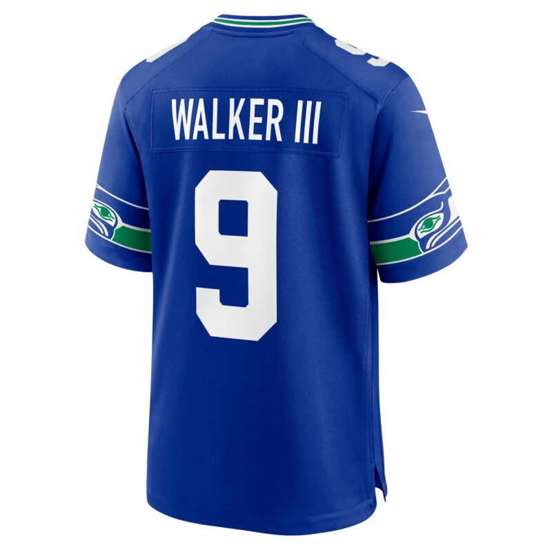 Kenneth Walker III Seattle Seahawks Throwback Player Game Jersey - Royal - Image 3