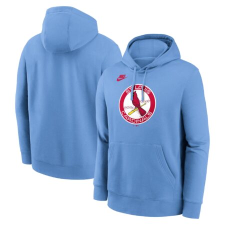 St. Louis Cardinals Cooperstown Collection Logo Club Pullover Hoodie - Light Blue