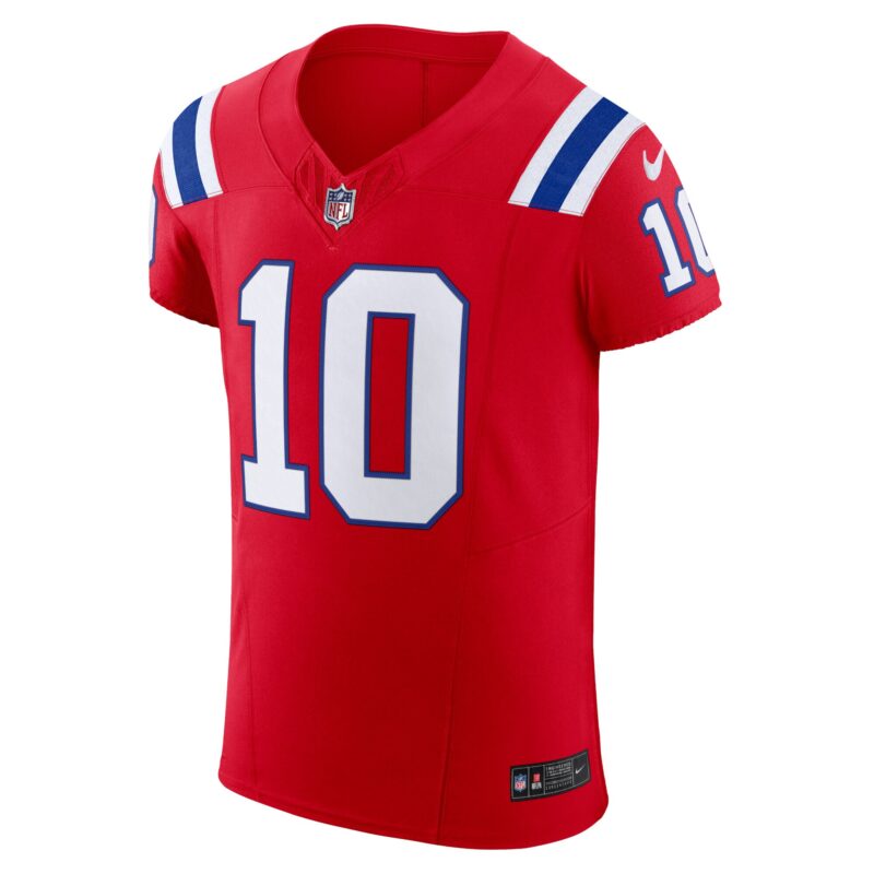 Mac Jones New England Patriots Alternate Vapor F.U.S.E. Elite Jersey - Red - Image 2