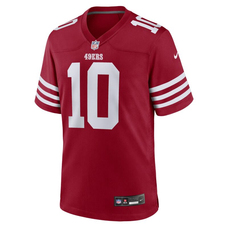 Mac Jones San Francisco 49ers Team Game Jersey - Scarlet - Image 2