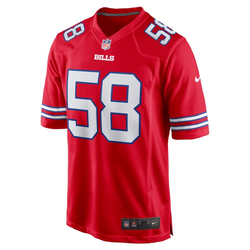 Matt Milano Buffalo Bills Alternate Game Jersey - Red - Image 2