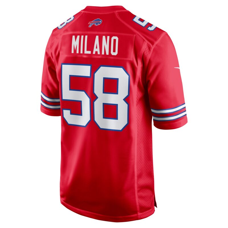 Matt Milano Buffalo Bills Alternate Game Jersey - Red - Image 3