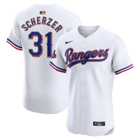 Max Scherzer Texas Rangers 2024 Gold Collection Elite Player Jersey – White