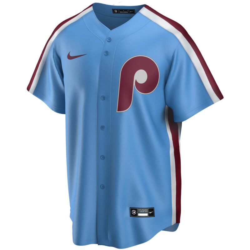 Mike Schmidt Philadelphia Phillies Road Cooperstown Collection Player Jersey - Light Blue - Image 2