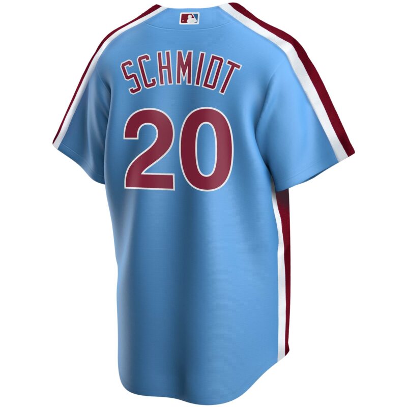 Mike Schmidt Philadelphia Phillies Road Cooperstown Collection Player Jersey - Light Blue - Image 3
