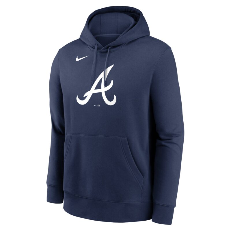 Atlanta Braves Logo Club Fleece Pullover Hoodie - Navy - Image 2