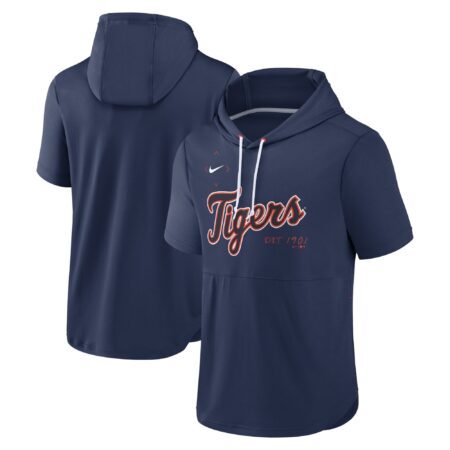 Detroit Tigers Springer Short Sleeve Team Pullover Hoodie - Navy