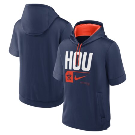 Houston Astros Tri Code Lockup Short Sleeve Pullover Hoodie - Navy