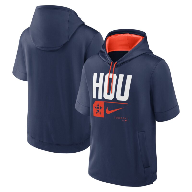 Houston Astros Tri Code Lockup Short Sleeve Pullover Hoodie - Navy
