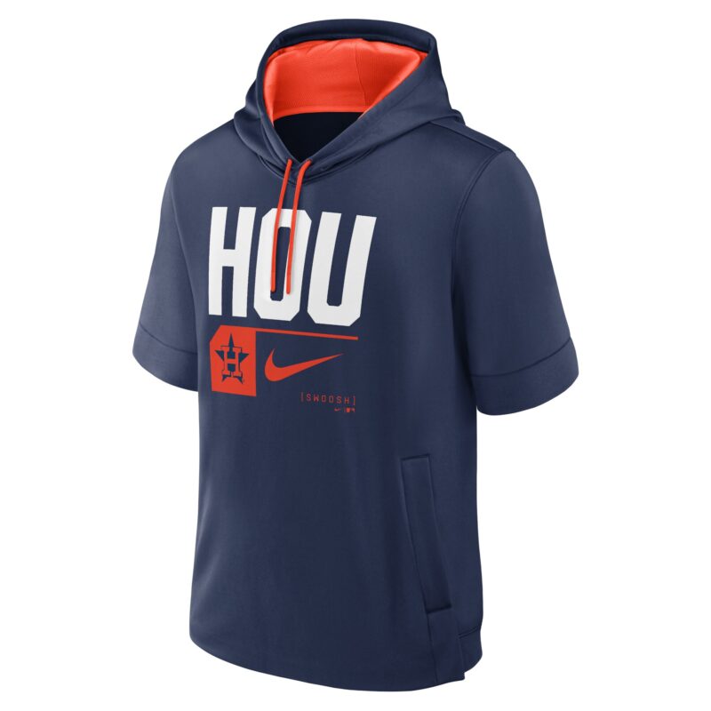 Houston Astros Tri Code Lockup Short Sleeve Pullover Hoodie - Navy - Image 2