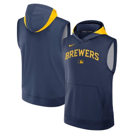 Milwaukee Brewers Collection Performance Sleeveless Pullover Hoodie - Navy