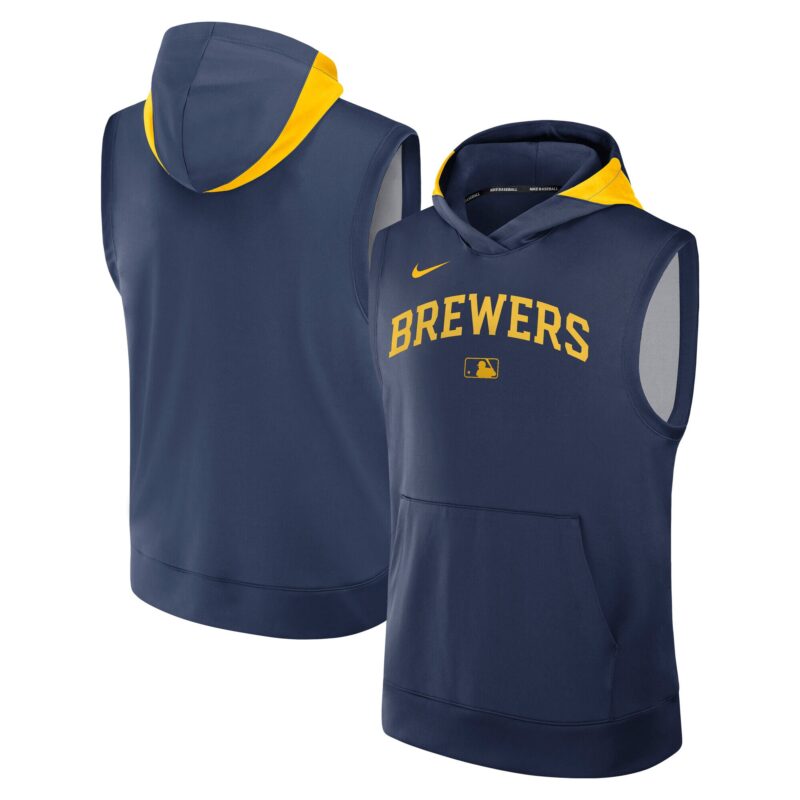 Milwaukee Brewers Collection Performance Sleeveless Pullover Hoodie - Navy