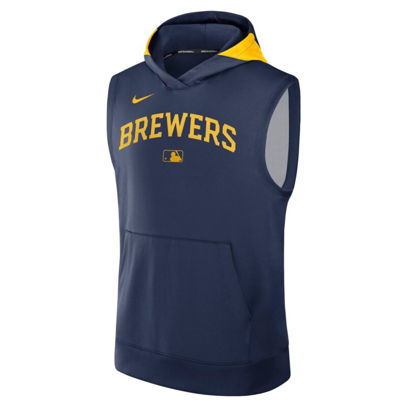 Milwaukee Brewers Collection Performance Sleeveless Pullover Hoodie - Navy - Image 2