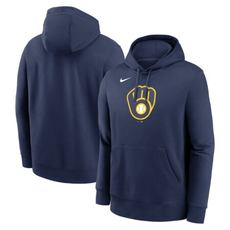Milwaukee Brewers Logo Club Fleece Pullover Hoodie - Navy