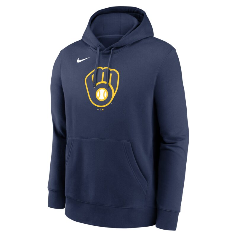 Milwaukee Brewers Logo Club Fleece Pullover Hoodie - Navy - Image 2