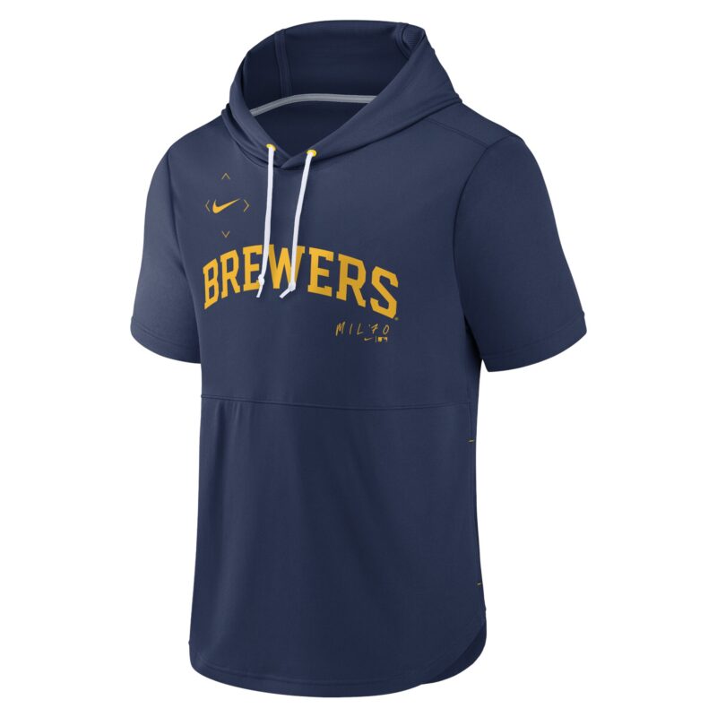 Milwaukee Brewers Springer Short Sleeve Team Pullover Hoodie - Navy - Image 2