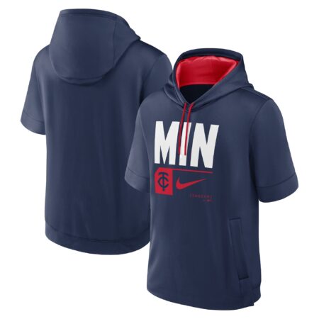 Minnesota Twins Tri Code Lockup Short Sleeve Pullover Hoodie - Navy