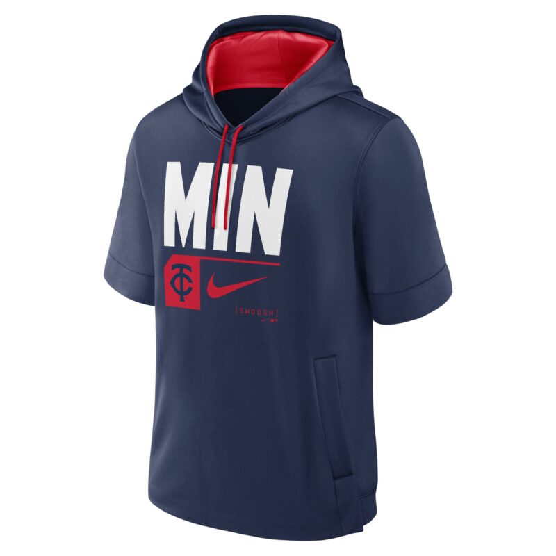 Minnesota Twins Tri Code Lockup Short Sleeve Pullover Hoodie - Navy - Image 2