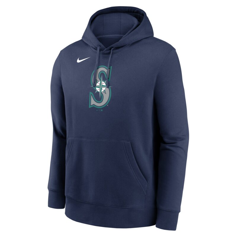 Seattle Mariners Logo Club Fleece Pullover Hoodie - Navy - Image 2