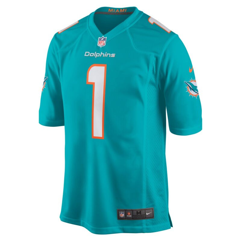 Number 1 Dad Miami Dolphins Game Jersey - Aqua - Image 2