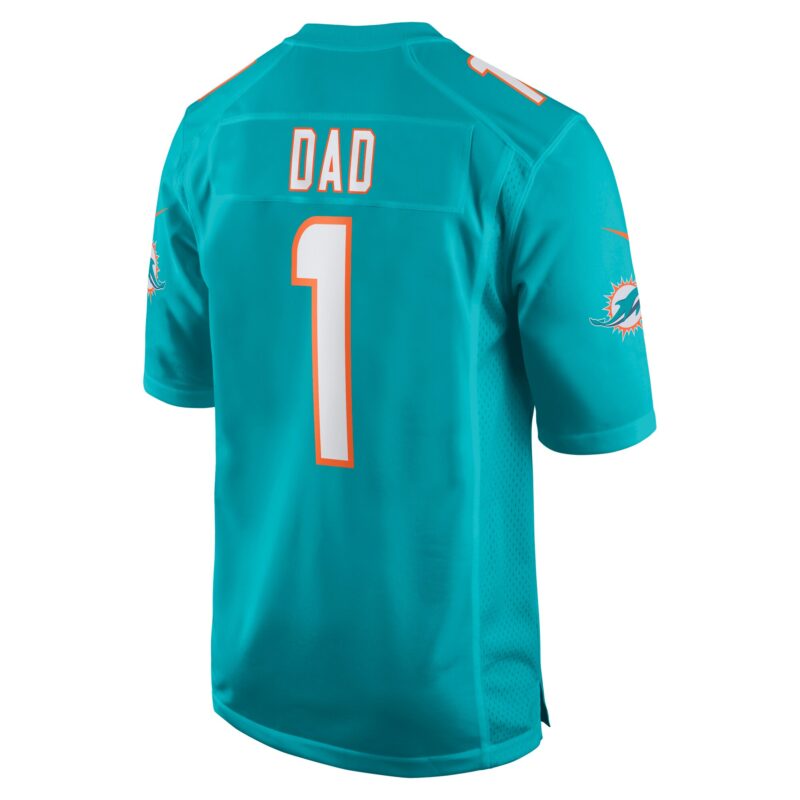 Number 1 Dad Miami Dolphins Game Jersey - Aqua - Image 3