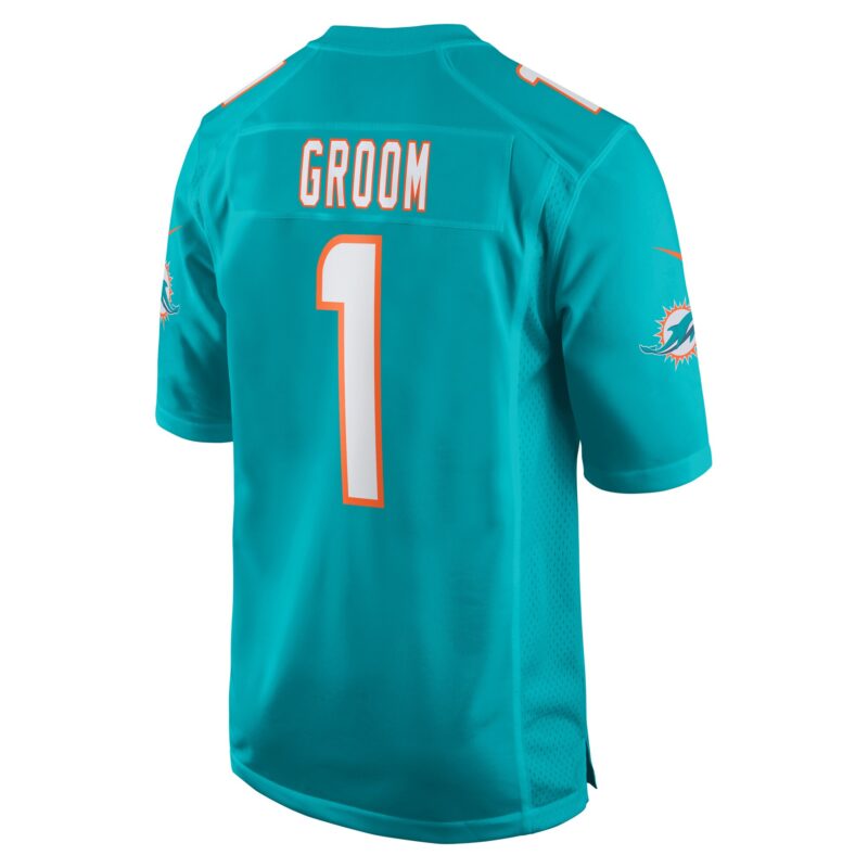 Number 1 Groom Miami Dolphins Game Jersey - Aqua - Image 3