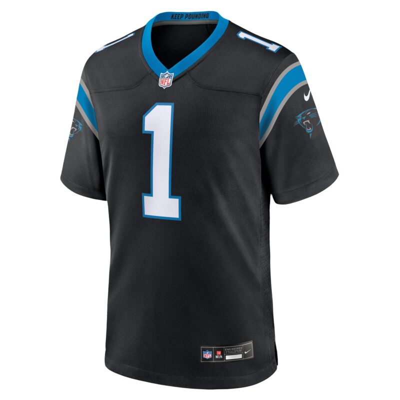 Number 1 Groom Carolina Panthers Game Jersey - Black - Image 2