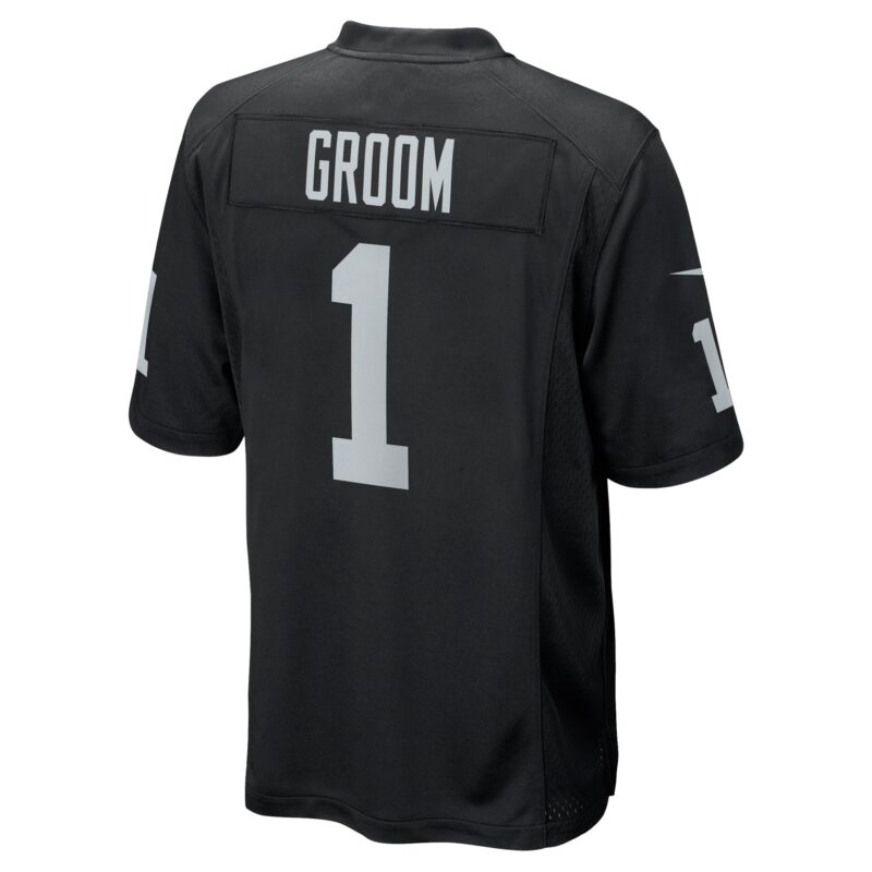 Number 1 Groom Las Vegas Raiders Game Jersey - Black - Image 3
