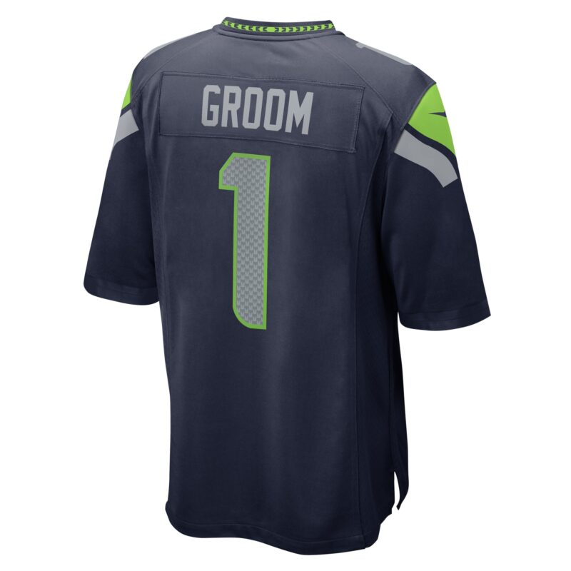 Number 1 Groom Seattle Seahawks Game Jersey - College Navy - Image 3