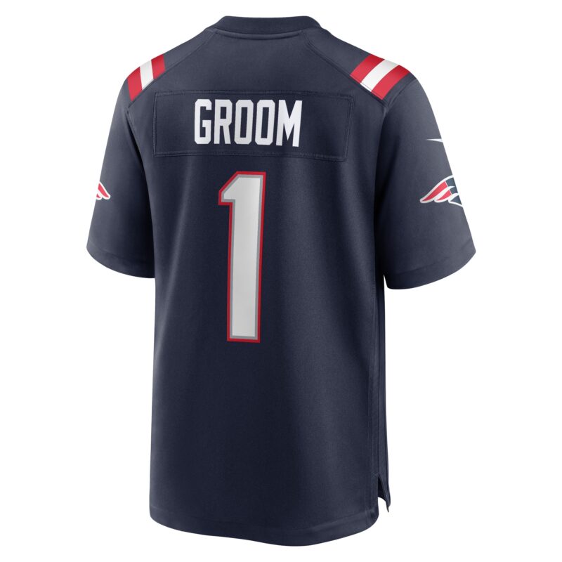 Number 1 Groom New England Patriots Game Jersey - Navy - Image 3