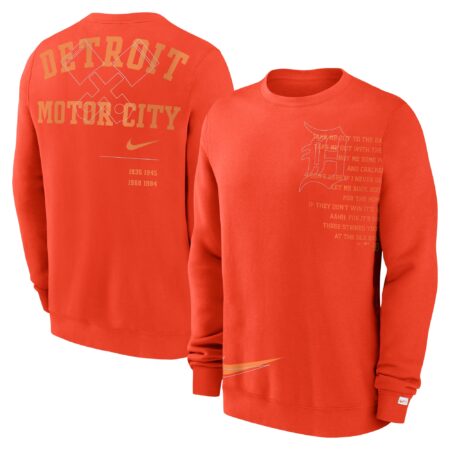 Detroit Tigers Statement Ball Game Fleece Pullover Sweatshirt - Orange