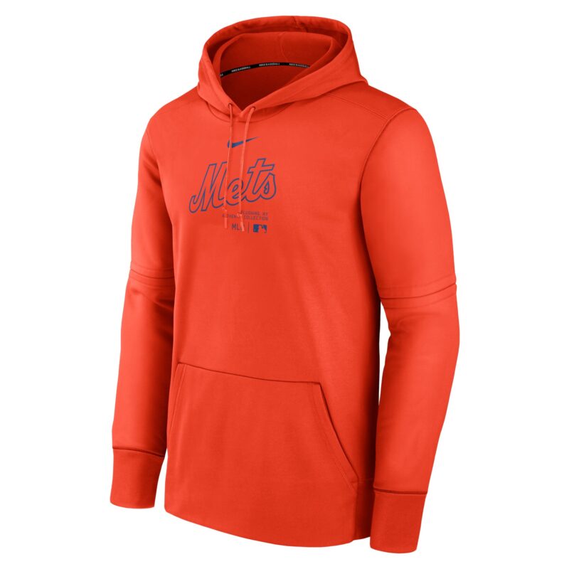 New York Mets Collection Practice Performance Pullover Hoodie - Orange - Image 2